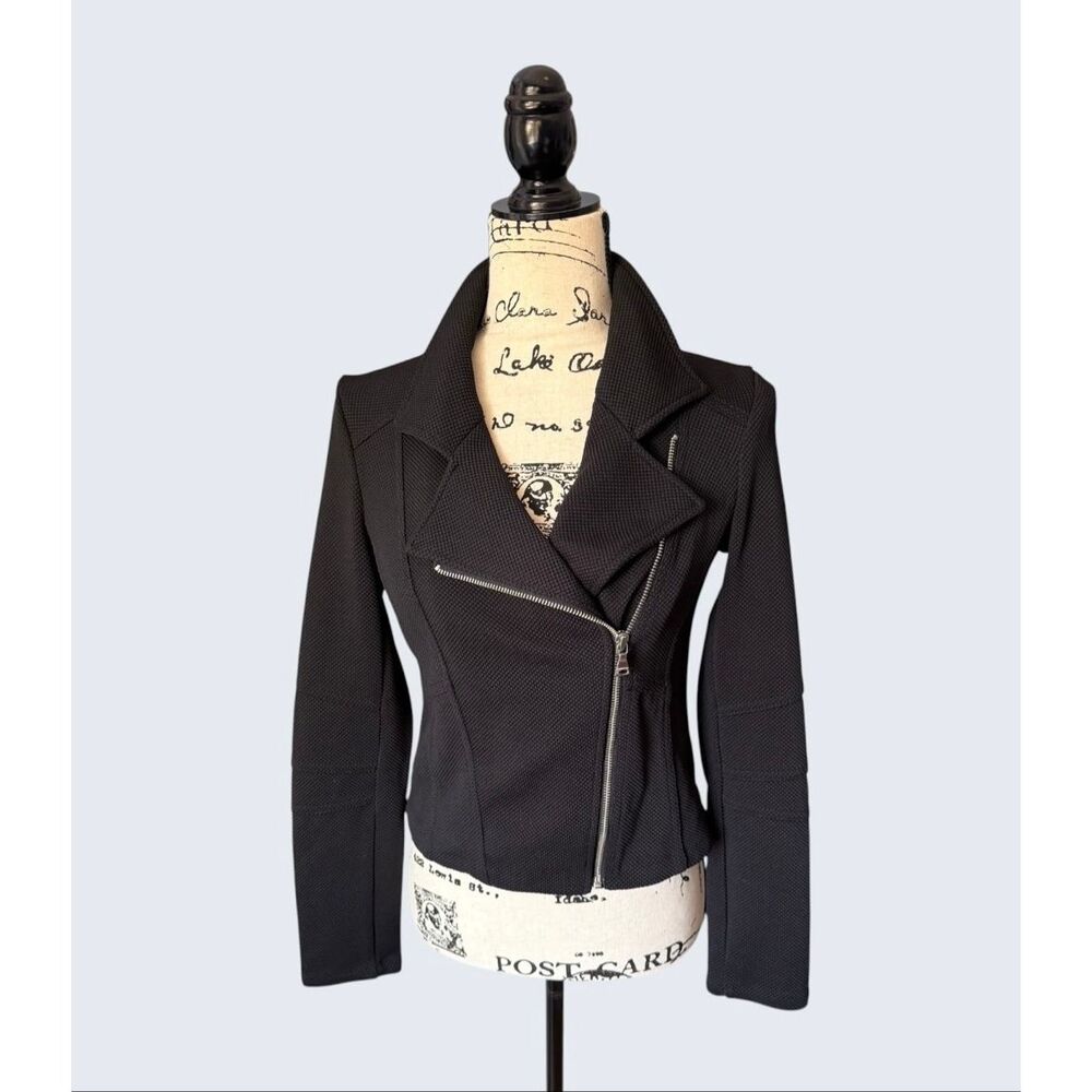 Express Black Textured Knit Moto Jacket Asymmetrical Zip Blazer Small